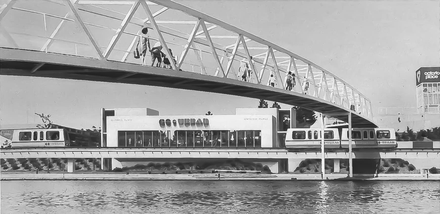 This image shows the proposed Ontario Place Station. The station would sit across from the artificial islands which Ontario Place is located on.